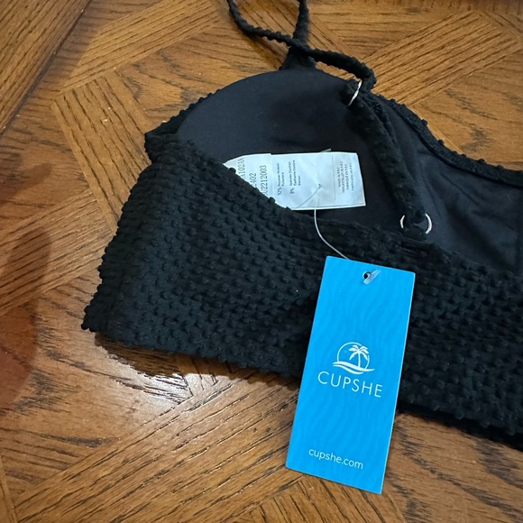 CUPSHE Bikini Sets Two Piece Bathing Suit High Waisted Ribbed Texture - Picture 9 of 9